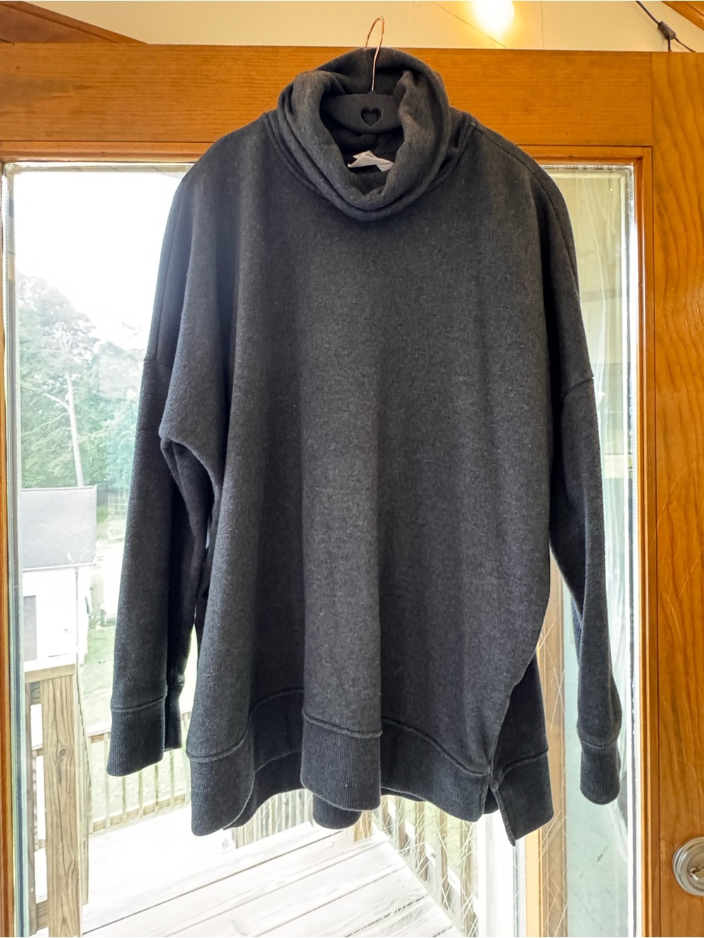 Time and Tru Charcoal Gray Cowl Neck Sweater
